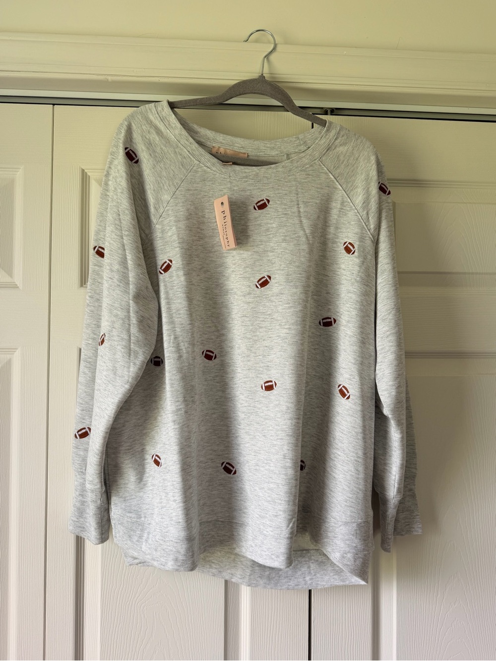 Women's Gray Football-Embroidered Sweatshirt